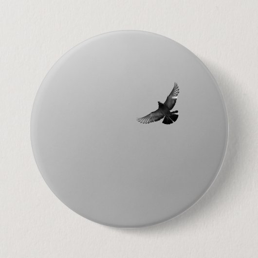 モダンシンプル白黒飛んでいる鳩 缶バッジ (正面)