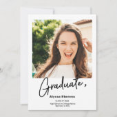 モダンシンプル白黒2枚の写真の卒業 案内状 (正面)