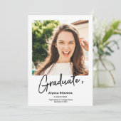 モダンシンプル白黒2枚の写真の卒業 案内状 (スタンド正面)