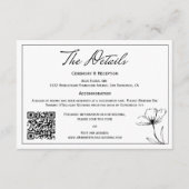 モダンシンプル白黒QRコードの結婚詳細 エンクロージャーカード (正面)