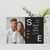 モダンシンプル白黒QRコード写真 セーブザデート (スタンド正面)