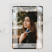 モダンシンプル白Vellum写真卒業 案内状 (正面/裏面)