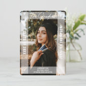 モダンシンプル白Vellum写真卒業 案内状 (スタンド正面)