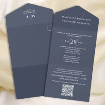 モダンシンプル石板ブルー | QRコードRSVP