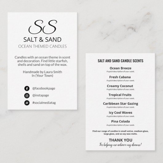 モダンシンプル石鹸および蝋燭製品レンジカード 名刺 (正面/裏面)