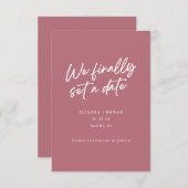 モダンシンプル私たちついに結婚式の日程が決まりました セーブザデート (正面/裏面)