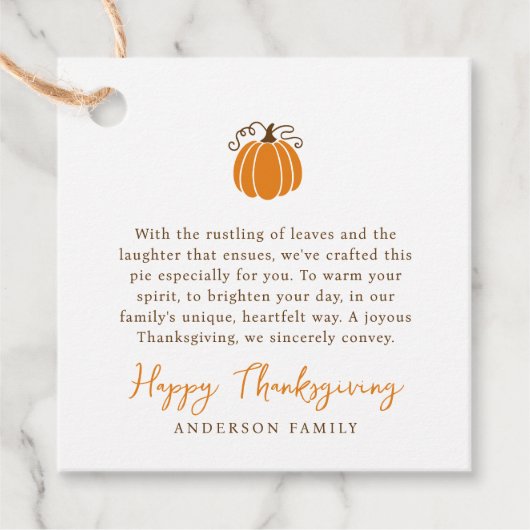 モダンシンプル秋かぼちゃ感謝祭 フェイバータグ (正面)