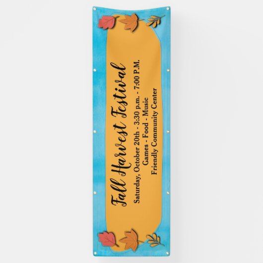 モダンシンプル秋の葉収穫 横断幕 (縦)
