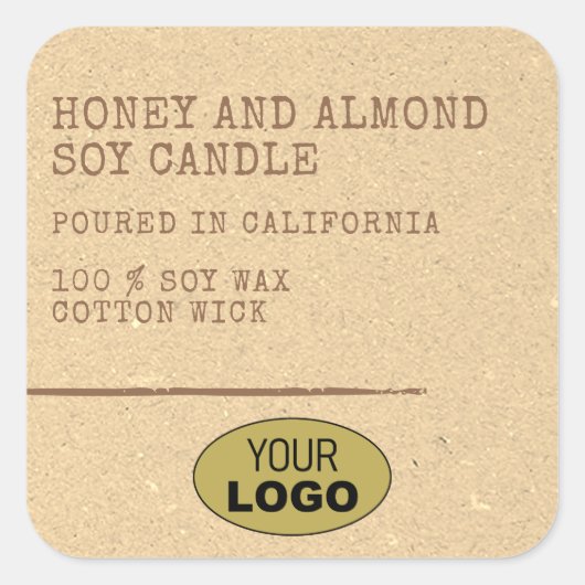 モダンシンプル紙ベージュロゴテンプレート スクエアシール (正面)