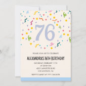 モダンシンプル紙吹雪76歳の誕生日招待状 招待状 (正面)