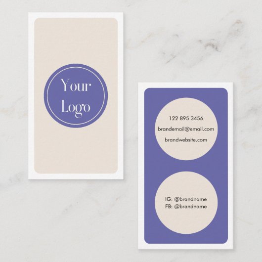モダンシンプル紫クリームミニマリスト 名刺 (正面/裏面)