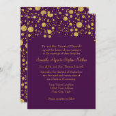 モダンシンプル紫金ゴールドグリッターエレガントな結婚式 招待状 (正面/裏面)