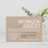 モダンシンプル結婚のミニマルはっきりしたクラフト 招待状 (スタンド正面)