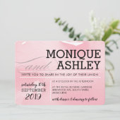 モダンシンプル結婚のミニマルピンク 招待状 (スタンド正面)