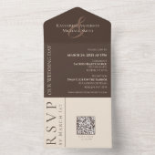 モダンシンプル結婚国ブラウン オールインワン招待状 (内側)