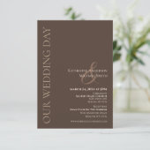 モダンシンプル結婚国ブラウン 招待状 (スタンド正面)
