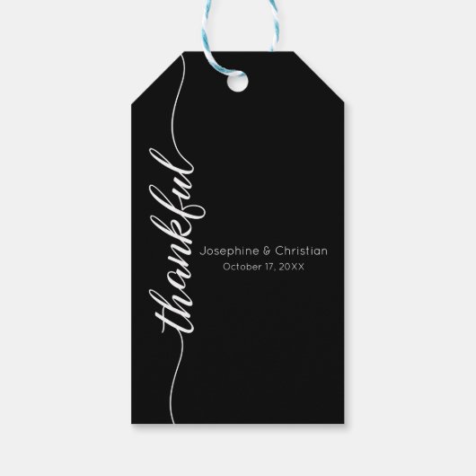 モダンシンプル結婚夫婦の感謝の脚本 ギフトタグ (裏面)