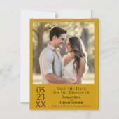 モダンシンプル結婚式の日付を保存する写真Marigold マグネット招待状 (正面)