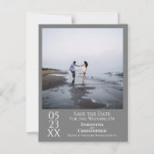 モダンシンプル結婚式の日付を保存フォトグレー マグネット招待状 (正面)