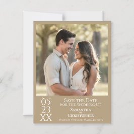 モダンシンプル結婚式の日付を保存Photo Tan マグネット招待状