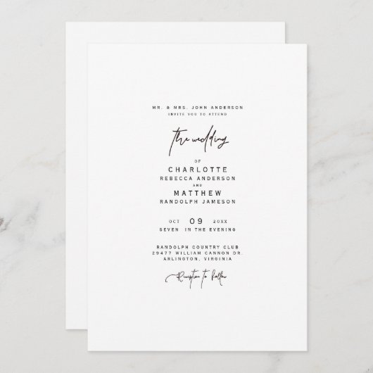 モダンシンプル結婚式招待状 招待状 (正面/裏面)