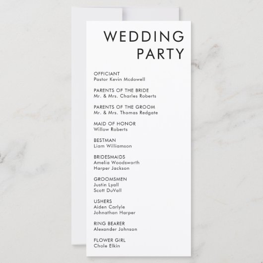 モダンシンプル結婚式 プログラムイベント (裏面)