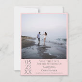 モダンシンプル結婚式Save the Date Photo Pink マグネット招待状 (正面)