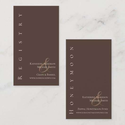 モダンシンプル結婚登録国ブラウン 名刺 (正面/裏面)