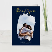 モダンシンプル結婚金ゴールド海軍 箔グリーティングカード (正面)