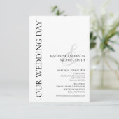 モダンシンプル結婚黒白 招待状 (スタンド正面)