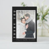 モダンシンプル結婚Photo Black サンキューカード (スタンド正面)