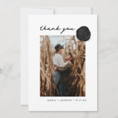 モダンシンプル結婚Wax Seal Photo Thank You サンキューカード (正面)
