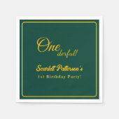 モダンシンプル緑と金ゴールドエレガント1歳 スタンダードカクテルナプキン (正面)