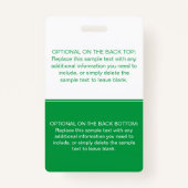 モダンシンプル緑のフォトプロフェッショナル名タグ バッジ (裏面)