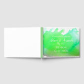 モダンシンプル緑色水結婚彩画 ゲストブック (全面)