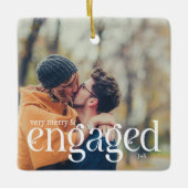 モダンシンプル編集可能カラー婚約した2枚 セラミックオーナメント (正面)