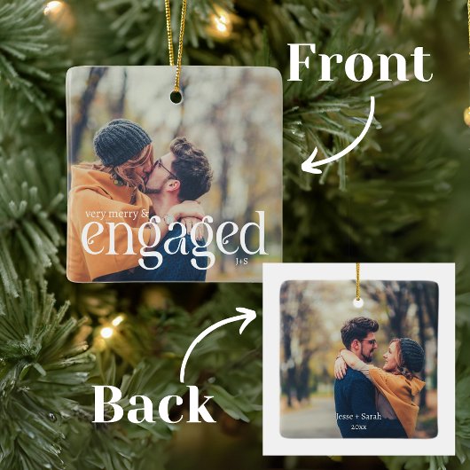 モダンシンプル編集可能カラー婚約した2枚 セラミックオーナメント