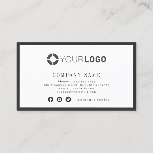 モダンシンプル縁ど炭ブラックプロフェッショナルb 名刺 (裏面)