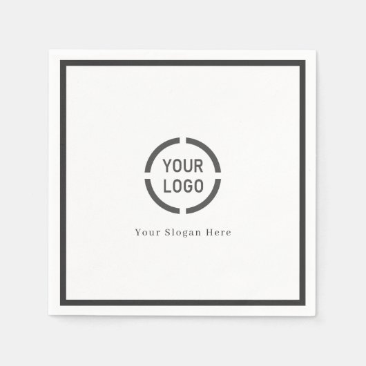 モダンシンプル縁ど炭ブラック会社のロゴ スタンダードカクテルナプキン (正面)