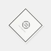 モダンシンプル縁ど炭ブラック会社のロゴ スタンダードカクテルナプキン (角)