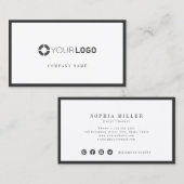 モダンシンプル縁ど炭ブラック会社のロゴ 名刺 (正面/裏面)