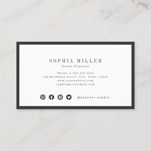 モダンシンプル縁ど炭ブラック会社のロゴ 名刺 (裏面)