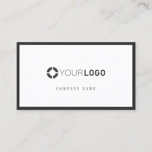 モダンシンプル縁ど炭ブラック会社のロゴ 名刺 (正面)