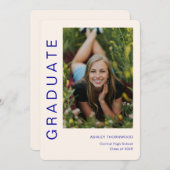 モダンシンプル縦型写真卒業 招待状 (正面/裏面)