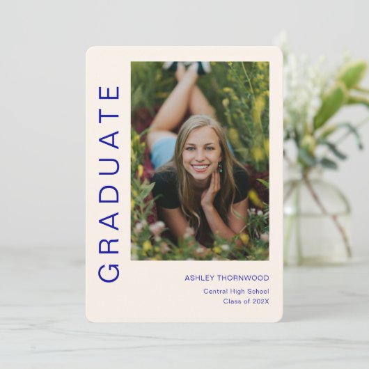 モダンシンプル縦型写真卒業 招待状 (スタンド正面)