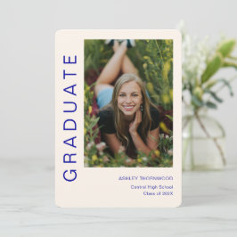 モダンシンプル縦型写真卒業 招待状