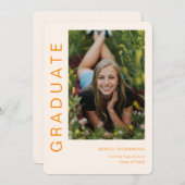 モダンシンプル縦型写真卒業 招待状 (正面/裏面)