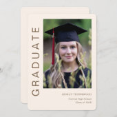 モダンシンプル縦型写真卒業 招待状 (正面/裏面)