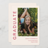 モダンシンプル縦型写真卒業 招待状 (正面/裏面)