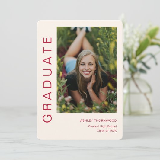 モダンシンプル縦型写真卒業 招待状 (スタンド正面)